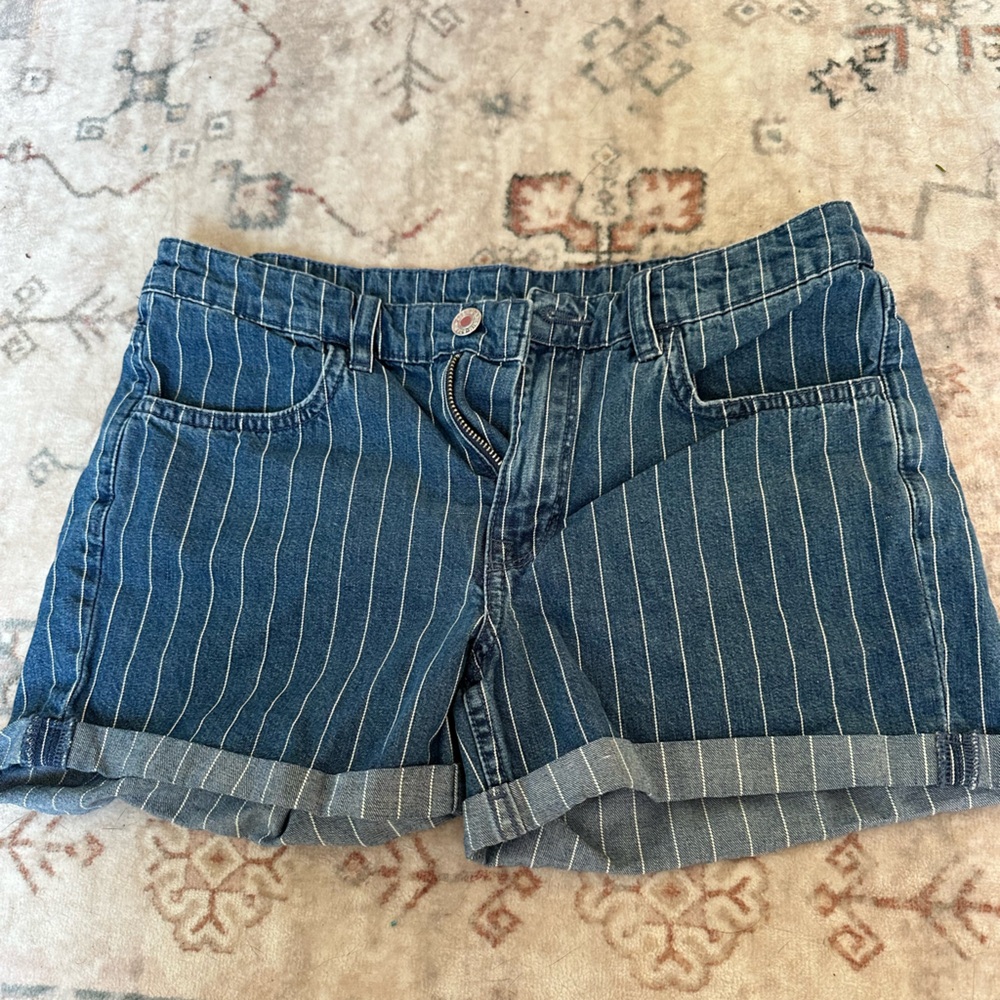 Striped Denim Shorts